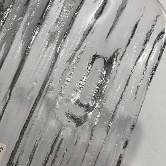 Rectangle Clear Thick Glass Ice Bark Design Appetizer/Platter/Tray NWT - Picture 2 of 13